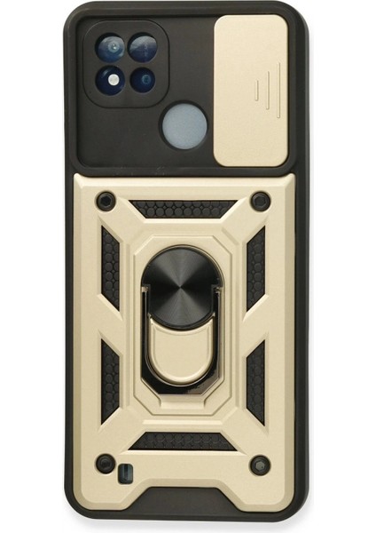 Realme C11 2021 Kılıf Pars Lens Yüzüklü Silikon - Gold