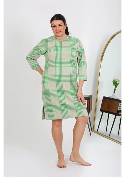 Kadın Büyük Beden Penye Gecelik Ev Elbisesi Yeşil indirimleri