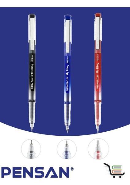 My King Jel Kalem Siyah-Mavi-Kırmız