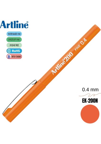 200 Fine 0.4 Fineliner Keçeli Kalem Turuncu