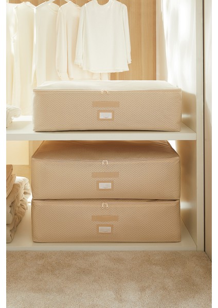 3 Adet Mega Boy Bej Balıksırtı Baza Altı Yastık Yorgan Kazak Hurcu, Hurç 74x46x22 cm fiyatları