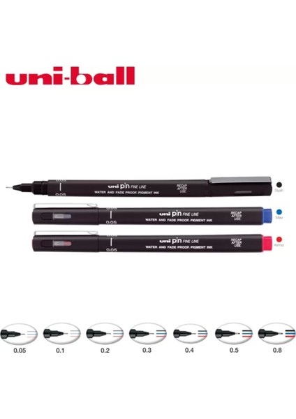 -Ball Pin Fine Line Teknik Çizim Kalemi 0.1 mm Siyah modelleri