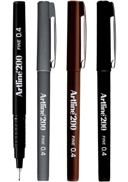 200 Fine Yazı ve Çizim Kalemi Soğuk Renkler 0.4 mm 4'lü