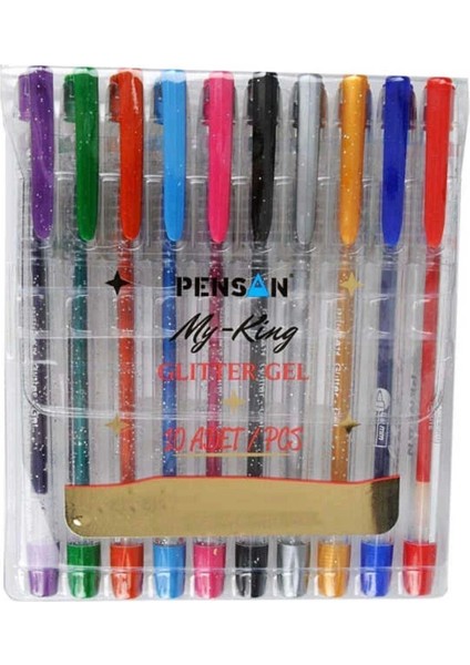 10LU Jel Kalem My King Simli Kalem 2227