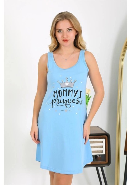 Kadın Kalın Askılı Penye Gecelik Mavi modelleri