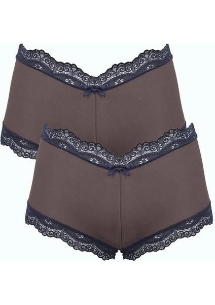Kadın Pamuklu 2li Boxer Kahve