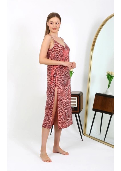 Kadın Ip Askılı Uzun Parlak Micro Elbise Gecelik Kırmızı modelleri