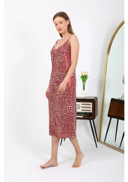 Kadın Ip Askılı Uzun Parlak Micro Elbise Gecelik Kırmızı fırsatları