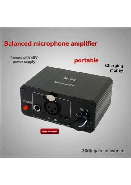 Dinamik Mikrofon Kondenser Mikrofon Amplifikatör M-20 Audio 48V Phantom Güç Şarjı Canlı Ses Kartı Hoparlör B Için Siyah (Yurt Dışından) modelleri
