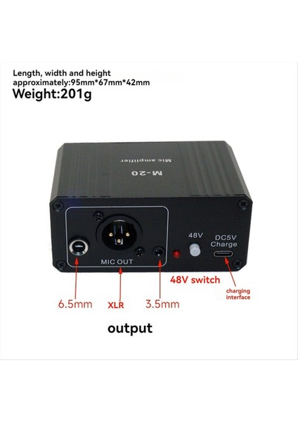 Dinamik Mikrofon Kondenser Mikrofon Amplifikatör M-20 Audio 48V Phantom Güç Şarjı Canlı Ses Kartı Hoparlör B Için Siyah (Yurt Dışından) indirimleri