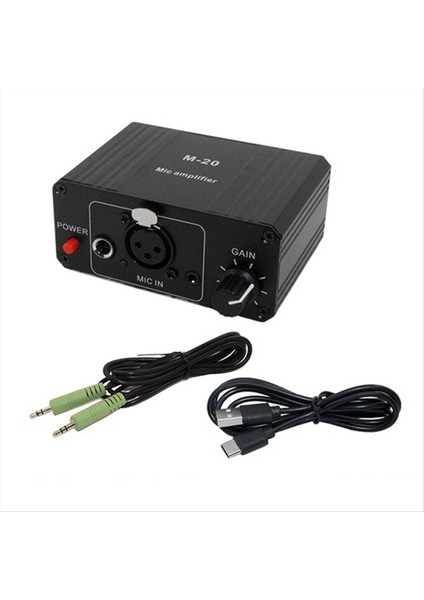 Dinamik Mikrofon Kondenser Mikrofon Amplifikatör M-20 Audio 48V Phantom Güç Şarj Canlı Ses Kartı Hoparlör Için Siyah (Yurt Dışından)