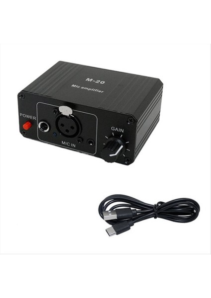 Dinamik Mikrofon Kondenser Mikrofon Amplifikatör M-20 Audio 48V Phantom Güç Şarj Canlı Ses Kartı Hoparlör C Için Siyah (Yurt Dışından)