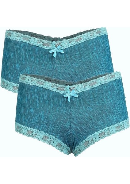 Kadın Pamuklu 2li Boxer Su Yeşili