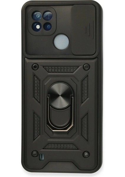 Realme C11 2021 Kılıf Pars Lens Yüzüklü Silikon - Siyah