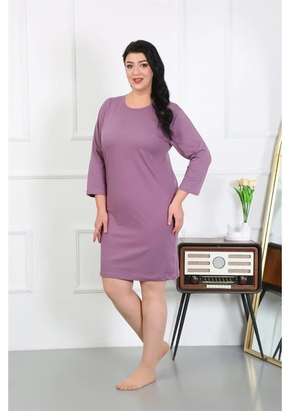 Kadın Büyük Beden Penye Gecelik Ev Elbisesi Mürdüm fiyatları