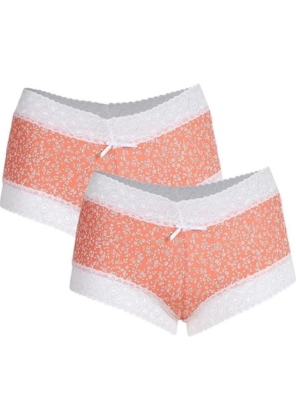Kadın Pamuklu 2li Boxer Somon
