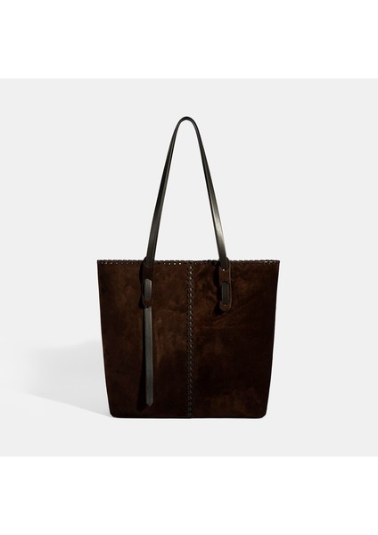 Kadın Kahve Süet Deri Omuz Çantası