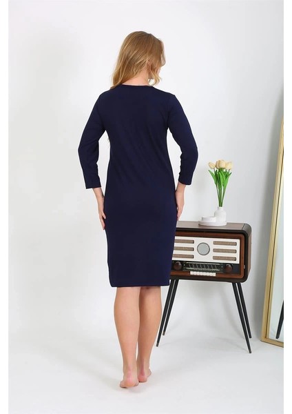 Pamuk Ev Elbisesi Tunik Gecelik Lacivert modelleri