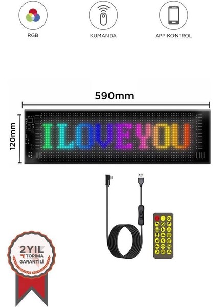 RP1259 LED Matrix Panel 16X96CM Telefon Kontrollü Kayar LED Animasyon Aydınlatma