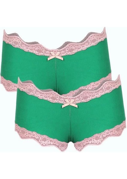 Kadın Pamuklu 2li Boxer Fıstık Yeşili