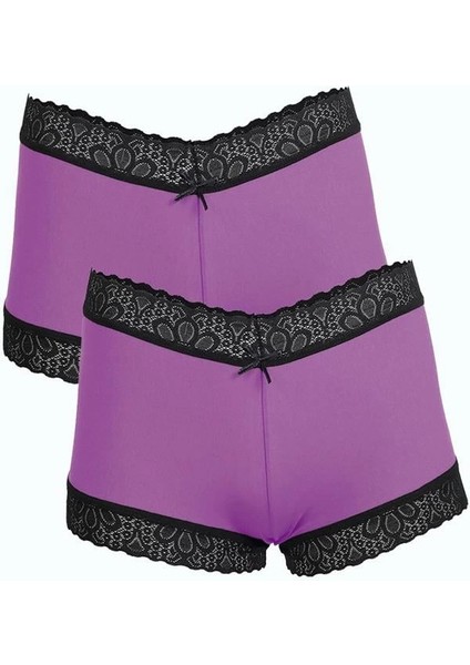 Kadın Pamuklu 2li Boxer Mor