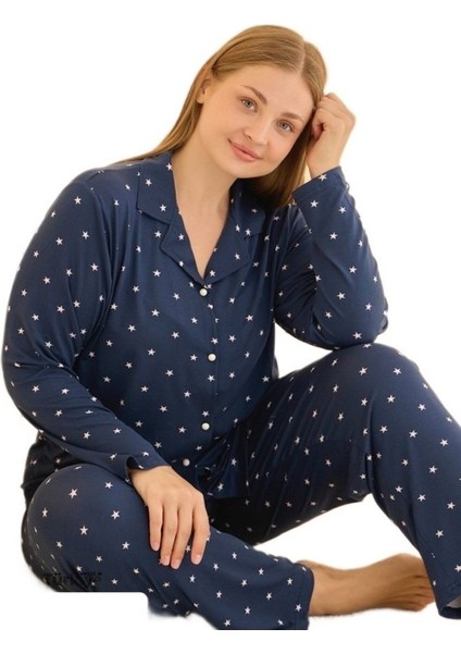 Nuvera Önden Düğmeli Büyük Beden Kadın Pijama Takım Yumuşak Esnek Rahat Şık 3xl–5xl fiyatları