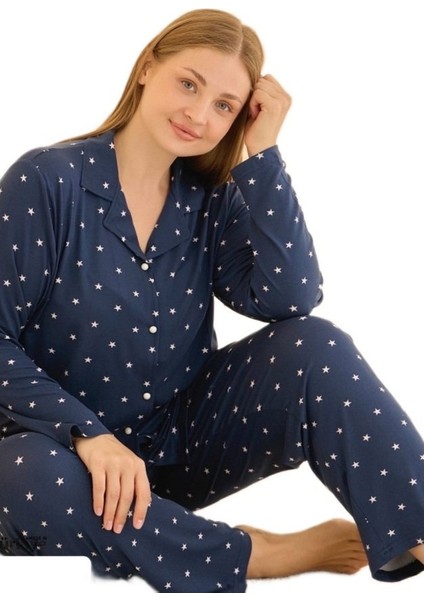 Nuvera Önden Düğmeli Büyük Beden Kadın Pijama Takım Yumuşak Esnek Rahat Şık 3xl–5xl fırsatları