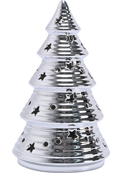 New Year Yılbaşı Christmas Tree Dekoratif Obje Silver 11,5 x 11,5 x 19,2 cm modelleri