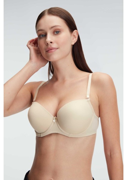 Balenli Destekli Dolgulu Askıları Çıkabilen Günlük Klasik T-Shirt Sütyeni