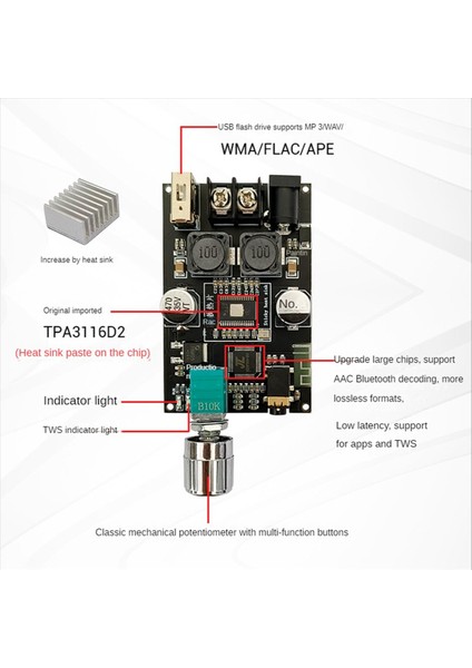 2x Mono 100W Bluetooth Ses Amplifikatör Kartı Tws Kutusu Işlevi TPA3116D2 Bt5 1 Stereo Ses Modülü DC7-24V ZK-1001B (Yurt Dışından) fiyatları