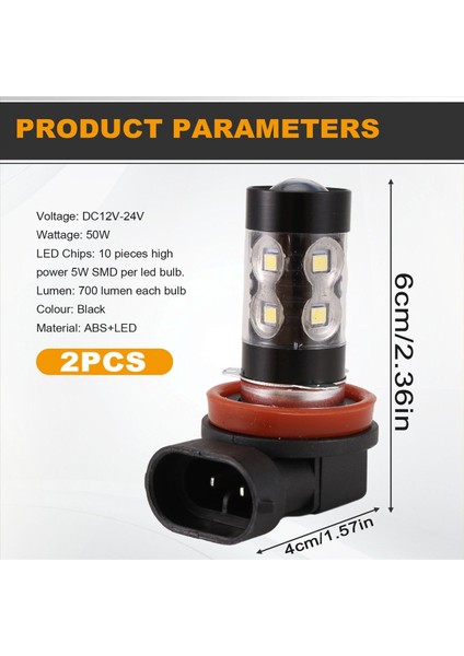 2'li Paket Yüksek Güçlü 50W Süper Parlak H11/H8 10-Smd LED Ampuller Araba Sis Farı Lambaları Için Yedek, Xenon Beyaz (Yurt Dışından) indirimleri