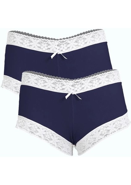 Kadın Pamuklu 2li Boxer Lacivert