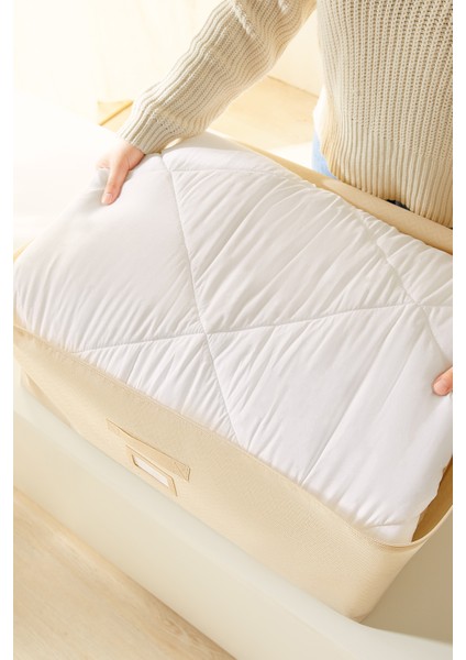 Büyük Boy Bej Balıksırtı Baza Altı Yastık Yorgan Kazak Hurcu, Hurç 62x46x22 cm indirimleri