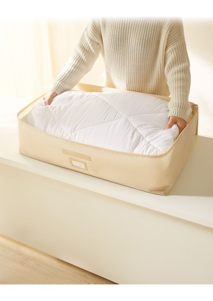 Mega Boy Bej Balıksırtı Baza Altı Yastık Yorgan Kazak Hurcu, Hurç 74x46x22 cm fiyatları