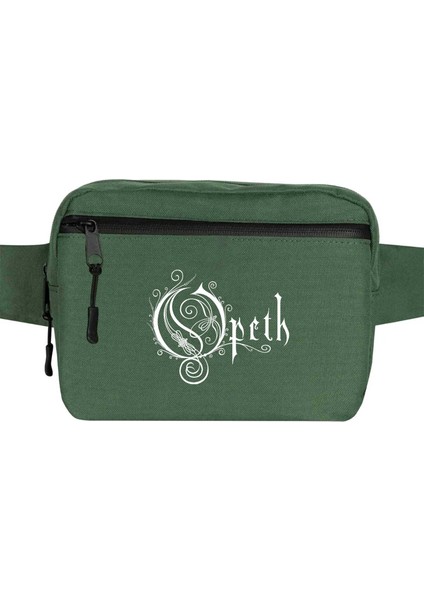 Opeth Logo White Bel Çantası Fermuarlı Yeşil Renk