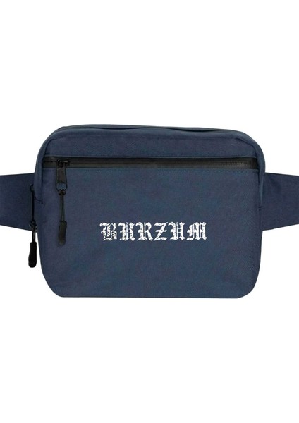 Burzum Logo Yazı Bel Çantası Fermuarlı Lacivert Renk