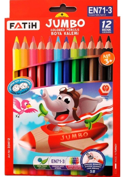 Kuru Boya Kalemi Jumbo Tam Boy 12'li