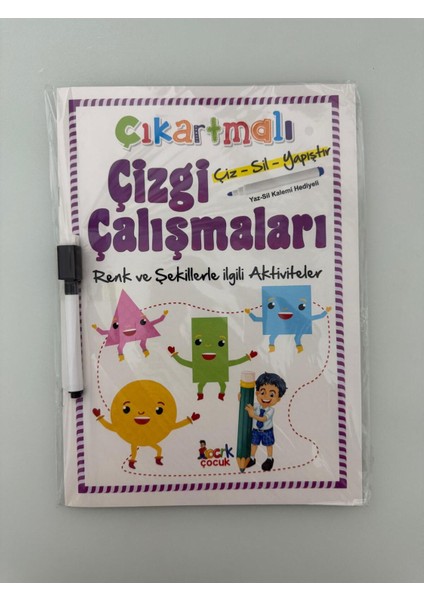 Çizgi Çalışması Aktivite Kitabı Şekiller (Yaz-Sil Kalem Hediyeli)
