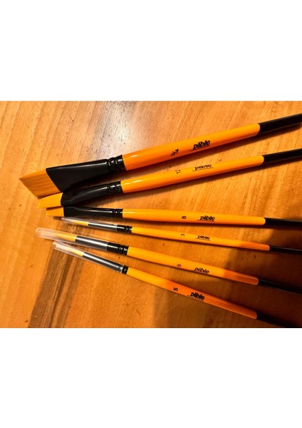 6 Lı Fırca Seti 1 Düzkesit 3/4-12-8--No: 3,5,8 Özel Boya Fırcası