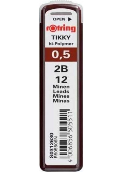Tikky Hi-Polymer Mekanik Kurşun Kalem Ucu, 0,5mm, 2b, (1 Adet)