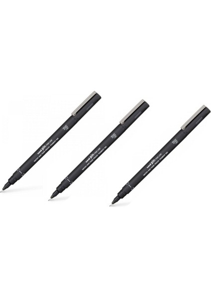 Uni Pin 0.2 Fine Line Akrilik Uçlu Teknik Çizim Kalemi Siyah 3 Adet