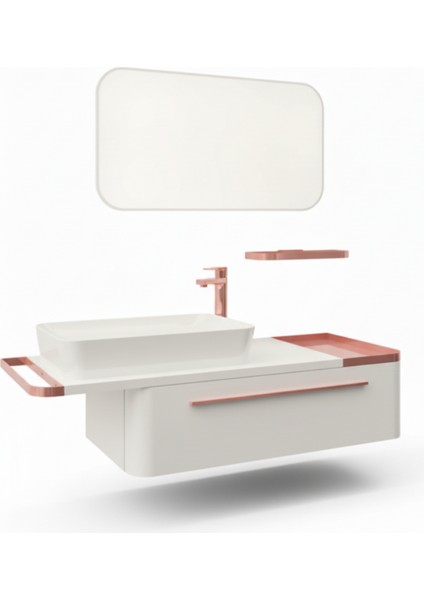 Angel 120 cm Lavabo Dolabı Beyaz ve LED Ayna modelleri