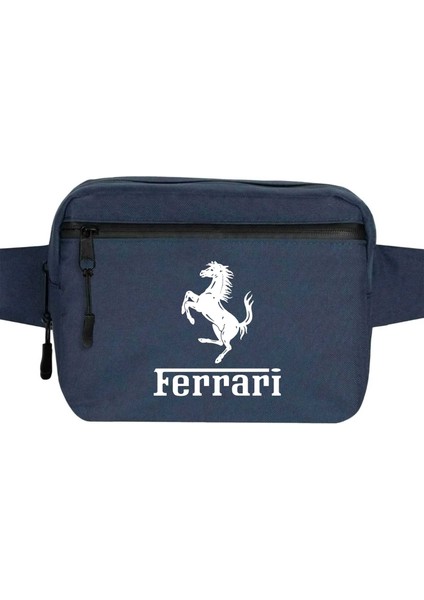 Ferari Logo Bel Çantası Fermuarlı Lacivert Renk