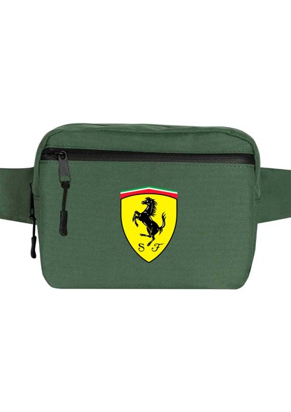 Ferari Logo Bel Çantası Fermuarlı Yeşil Renk