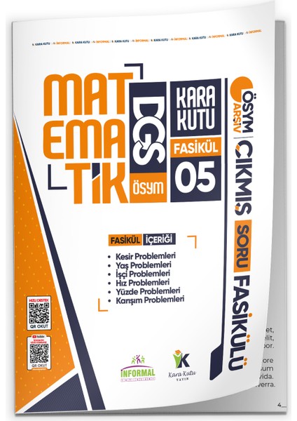 İnformal Yayınları 2026 DGS MATEMATİK Kara Kutu 8li Fasikül SETİ ÖSYM Çıkmış Soru Bankası Çözümlü Modüler PAKET