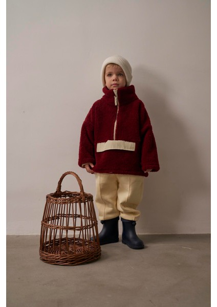 Bordo Wellsoft Yarım Fermuar Çocuk Mont 1-6 Yaş fiyatları