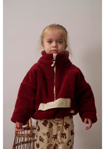 Bordo Wellsoft Yarım Fermuar Çocuk Mont 1-6 Yaş fırsatları