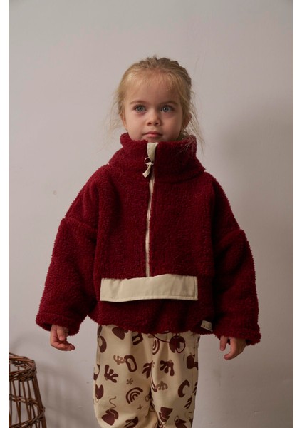 Bordo Wellsoft Yarım Fermuar Çocuk Mont 1-6 Yaş indirimleri