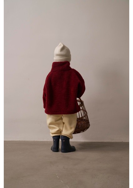 Bordo Wellsoft Yarım Fermuar Çocuk Mont 1-6 Yaş