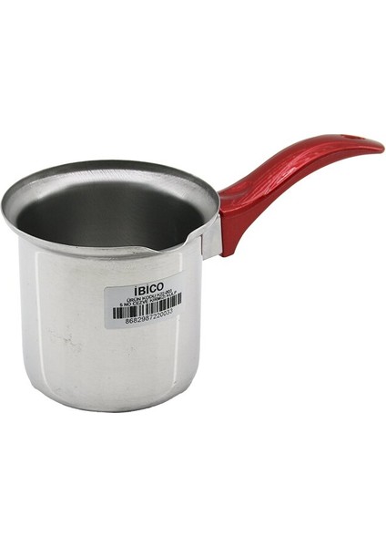 No-5 Çelik Cezve Kırmızı Kulp (5332)